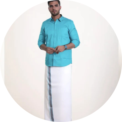 Organic cotton shirt and matching border Dhoti sets
