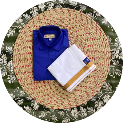 Kids cotton blend shirt & dhoti sets