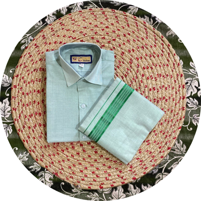 Kids tissue shirt & dhoti set