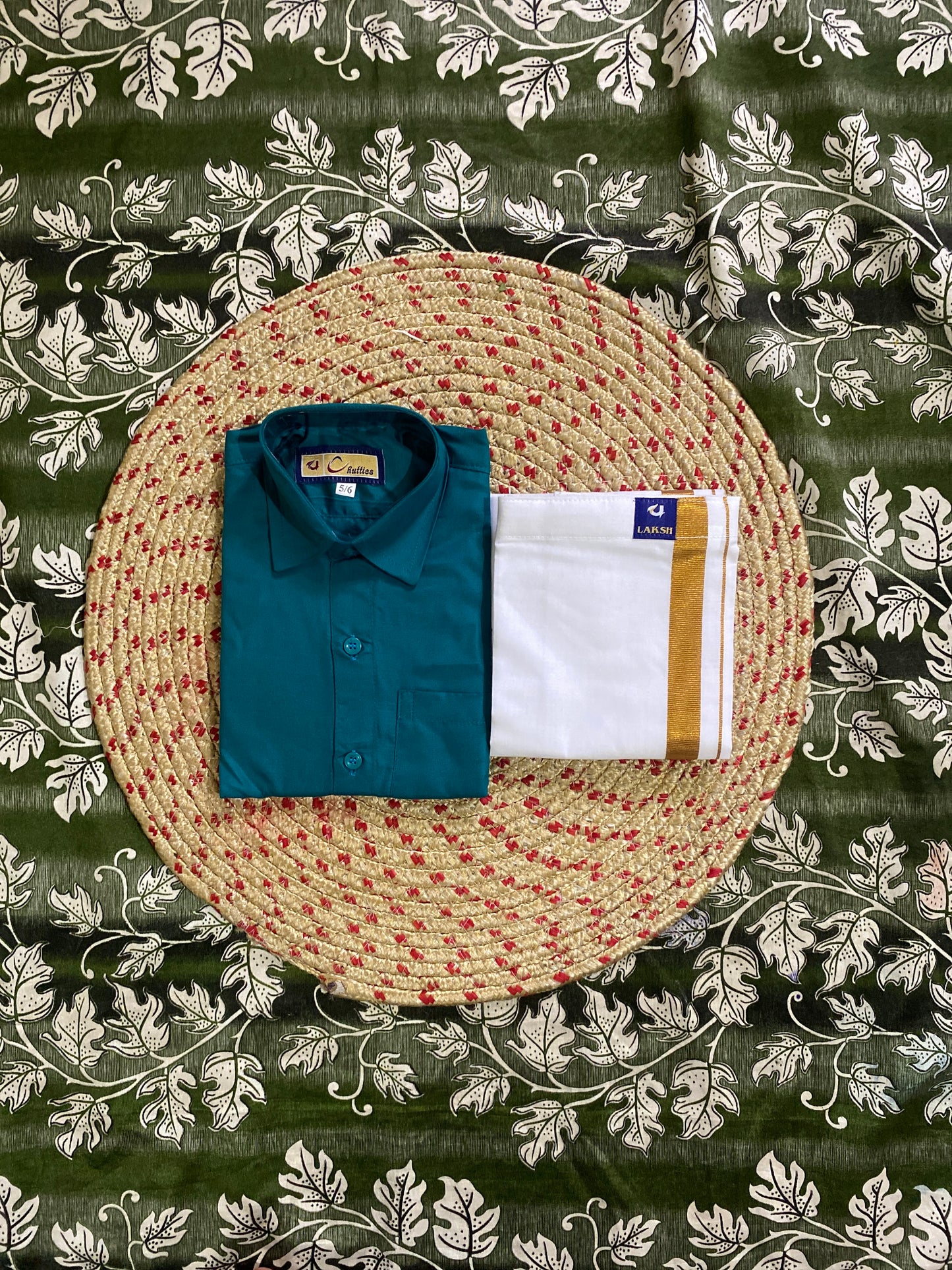 Kids cotton blend shirt & dhoti set