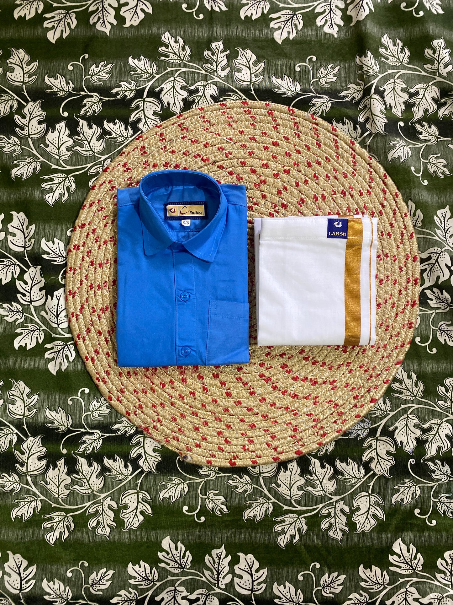 Kids cotton blend shirt & dhoti set