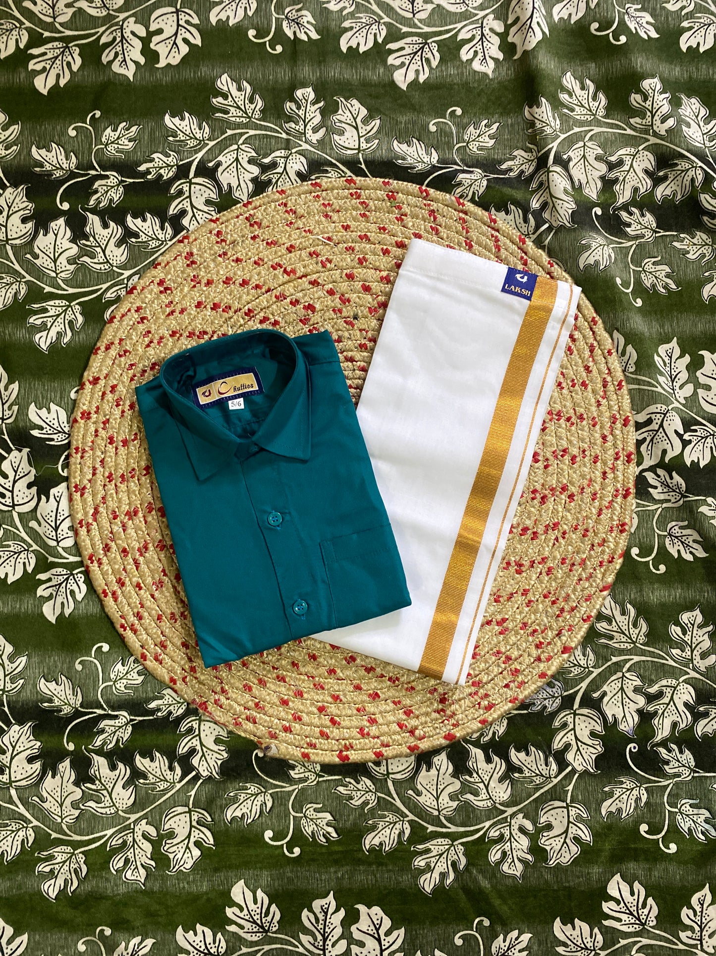 Kids cotton blend shirt & dhoti set
