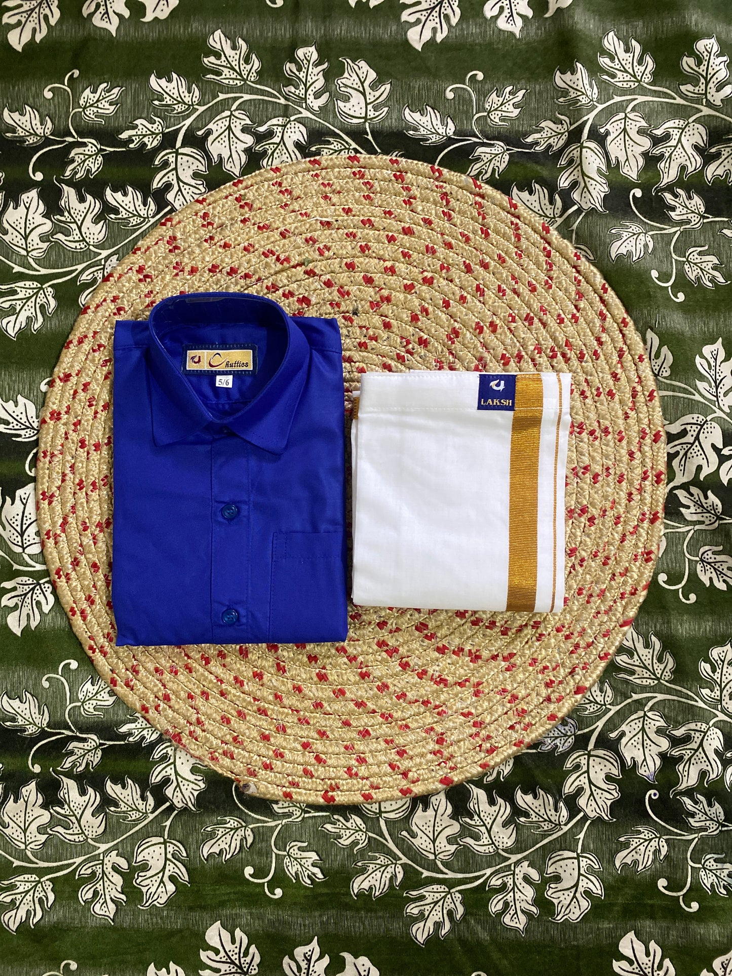 Kids cotton blend shirt & dhoti set