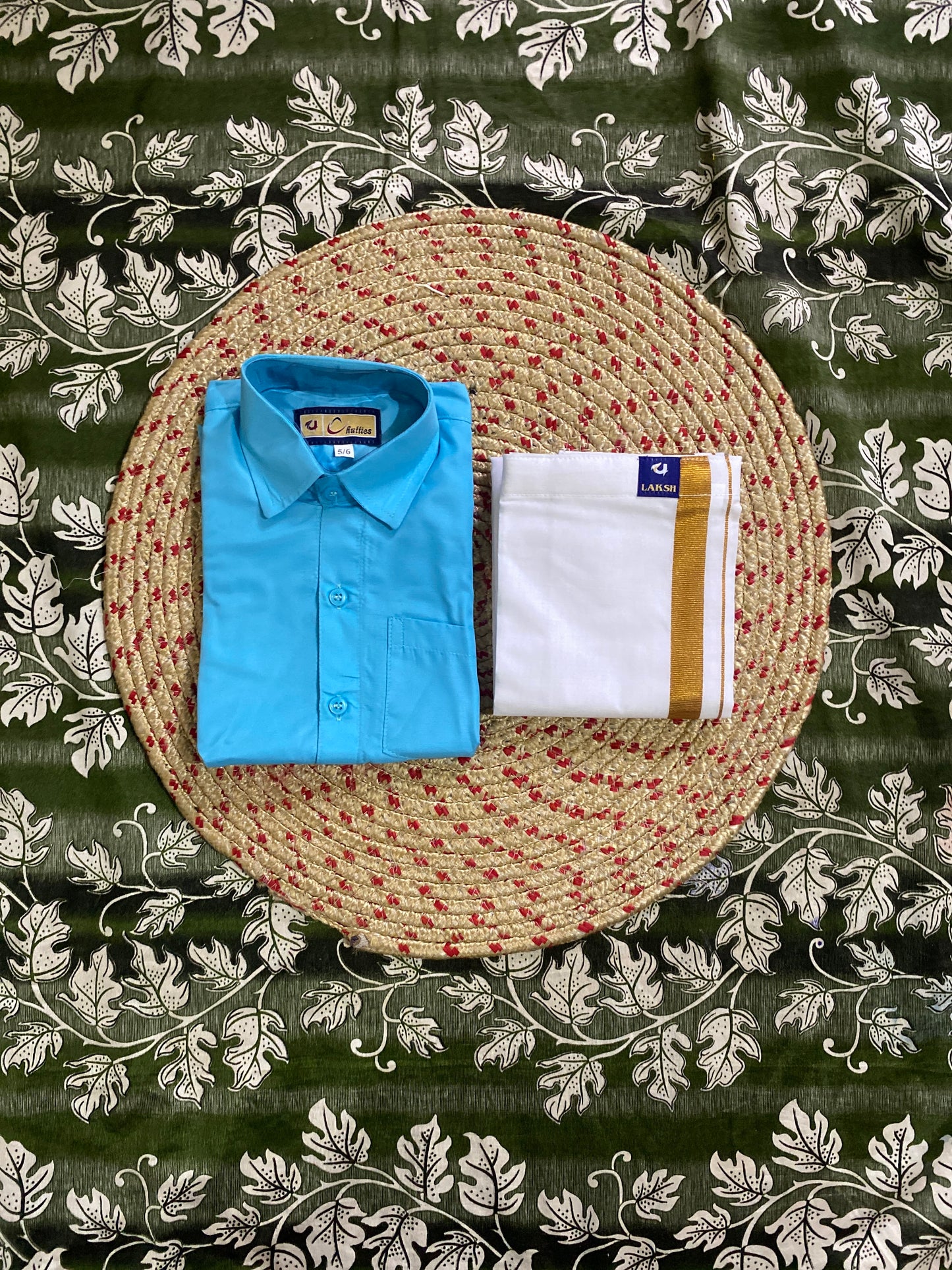 Kids cotton blend shirt & dhoti set