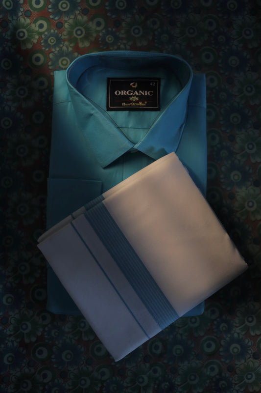 Organic cotton shirt and matching border Dhoti set