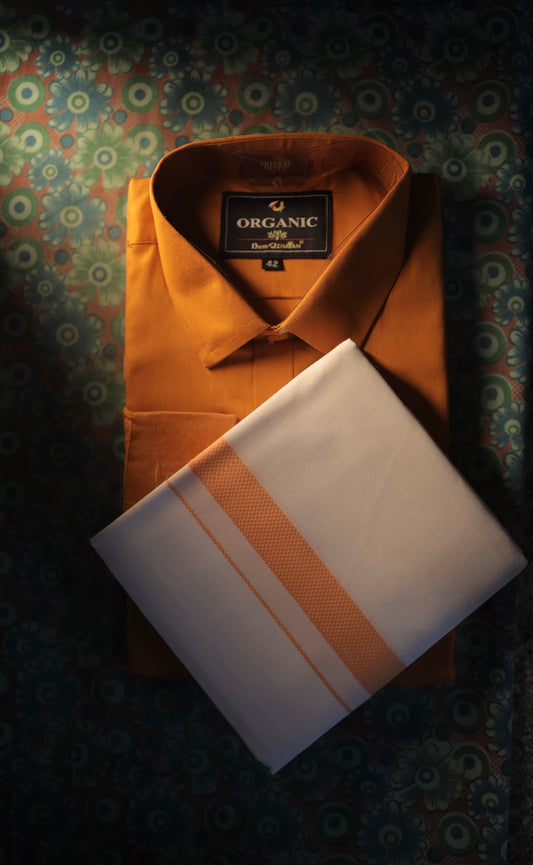 Organic cotton shirt and matching border Dhoti set