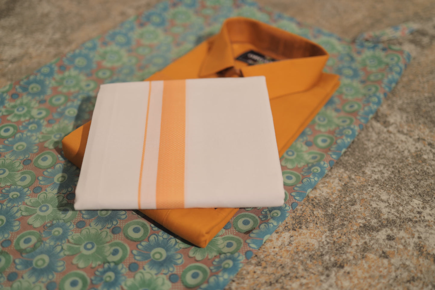 Organic cotton shirt and matching border Dhoti set