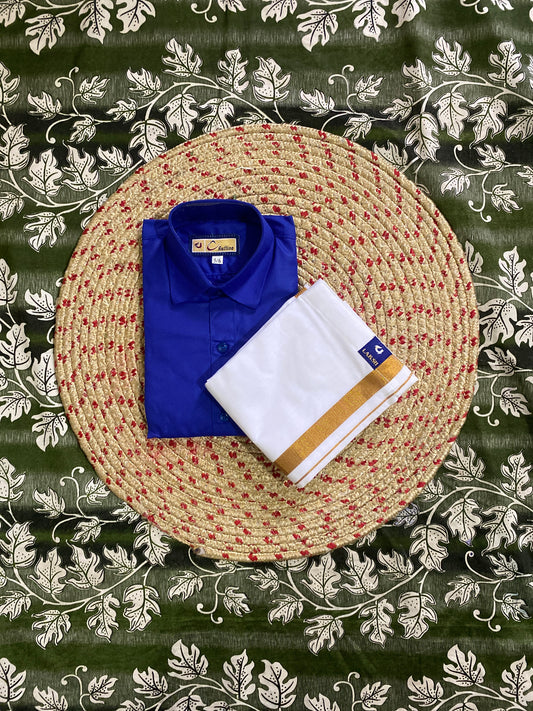 Kids cotton blend shirt & dhoti set