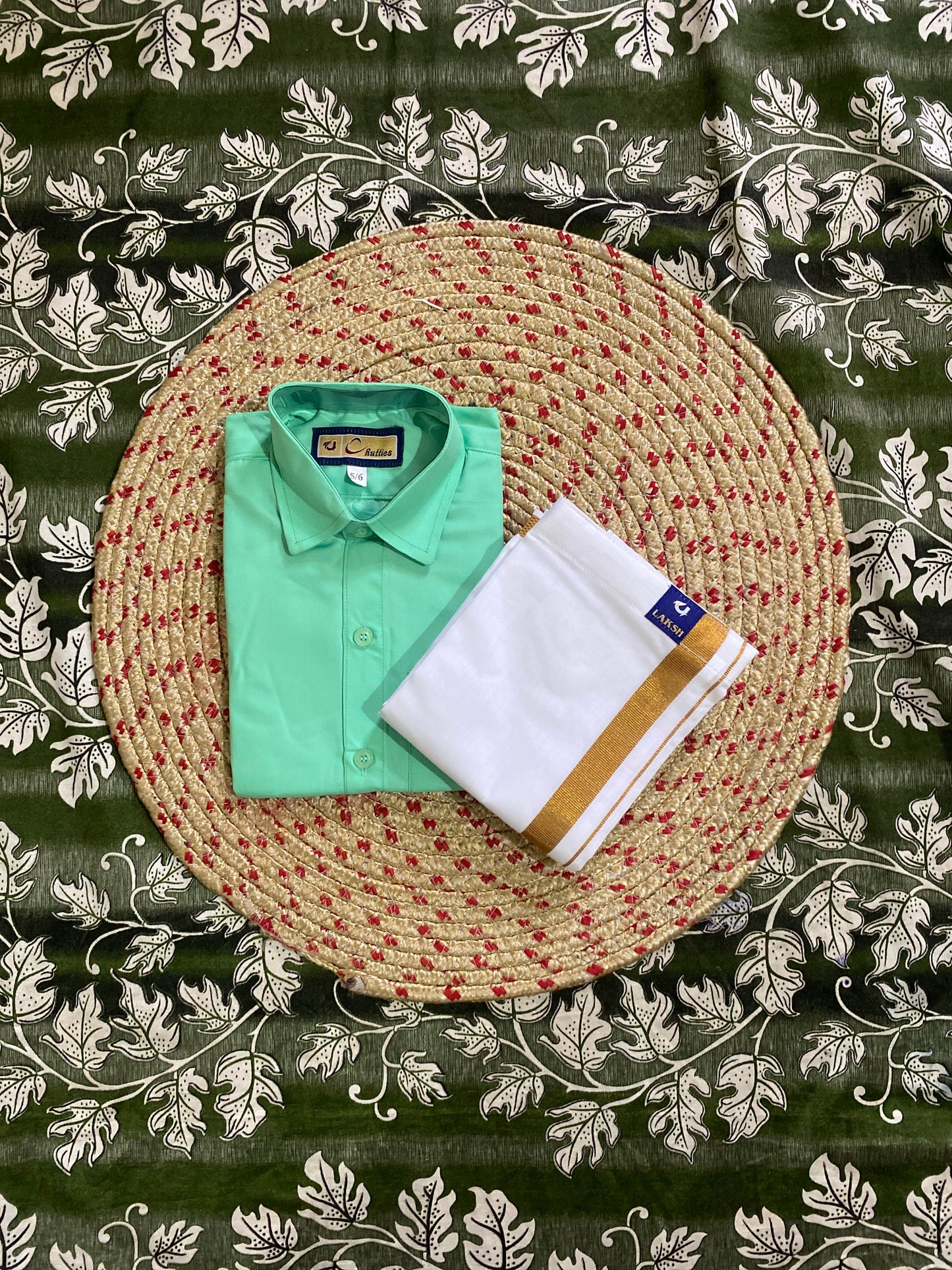 Kids cotton blend shirt & dhoti set