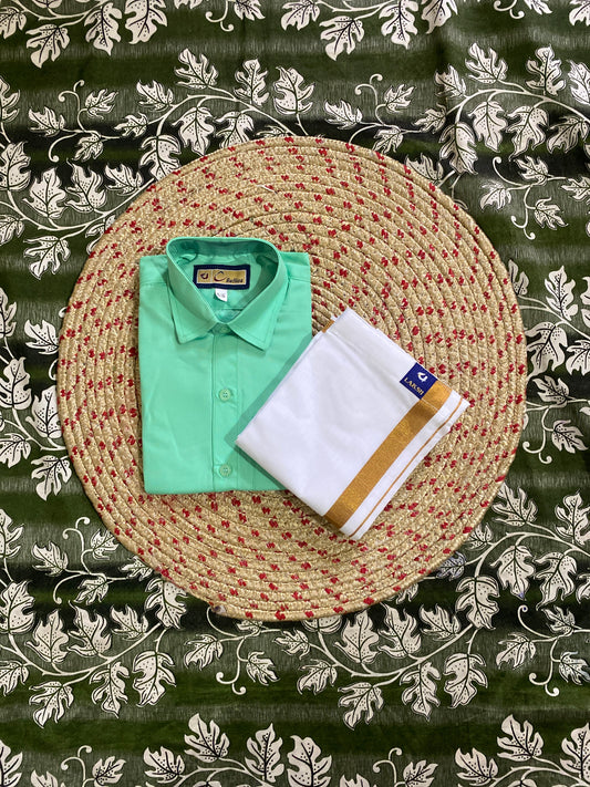 Kids cotton blend shirt & dhoti set