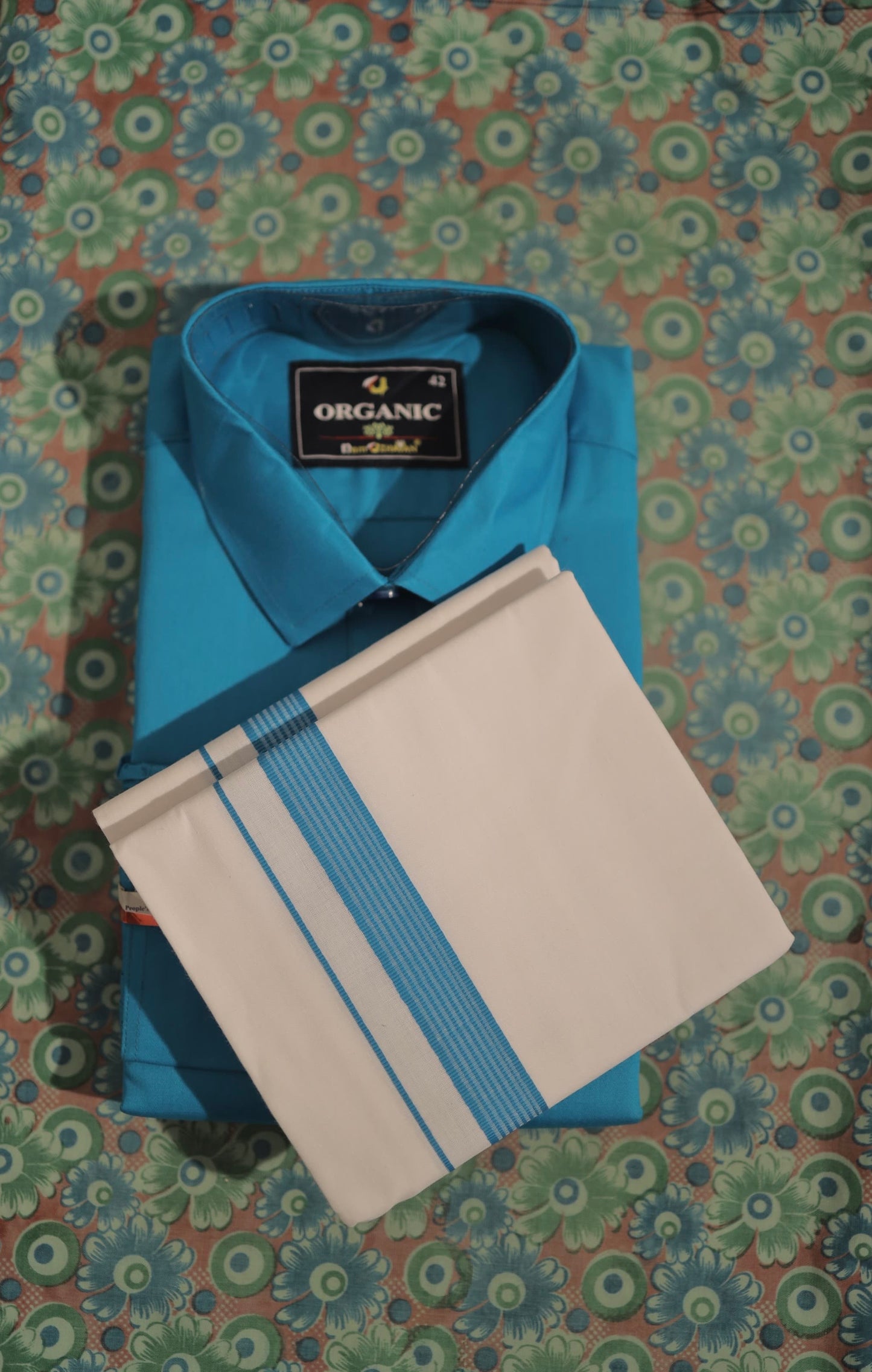 Organic cotton shirt and matching border Dhoti set