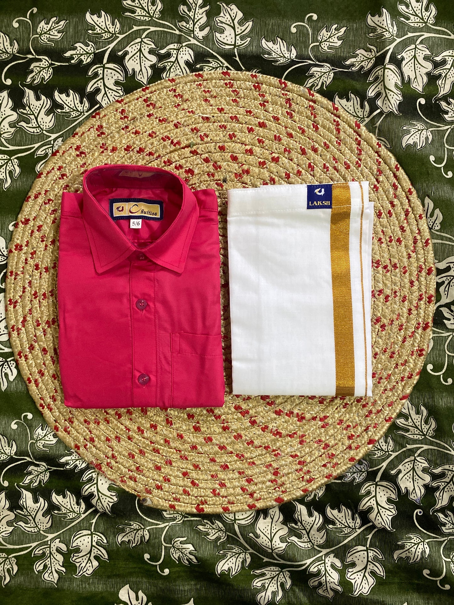 Kids cotton blend shirt & dhoti sets