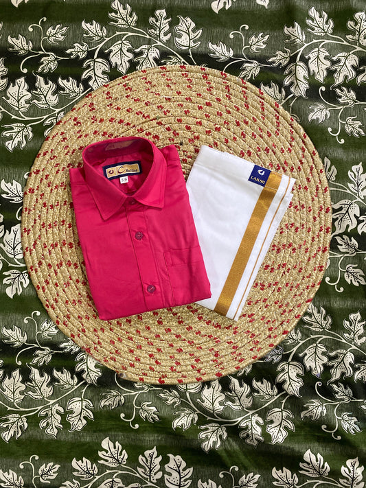 Kids cotton blend shirt & dhoti sets