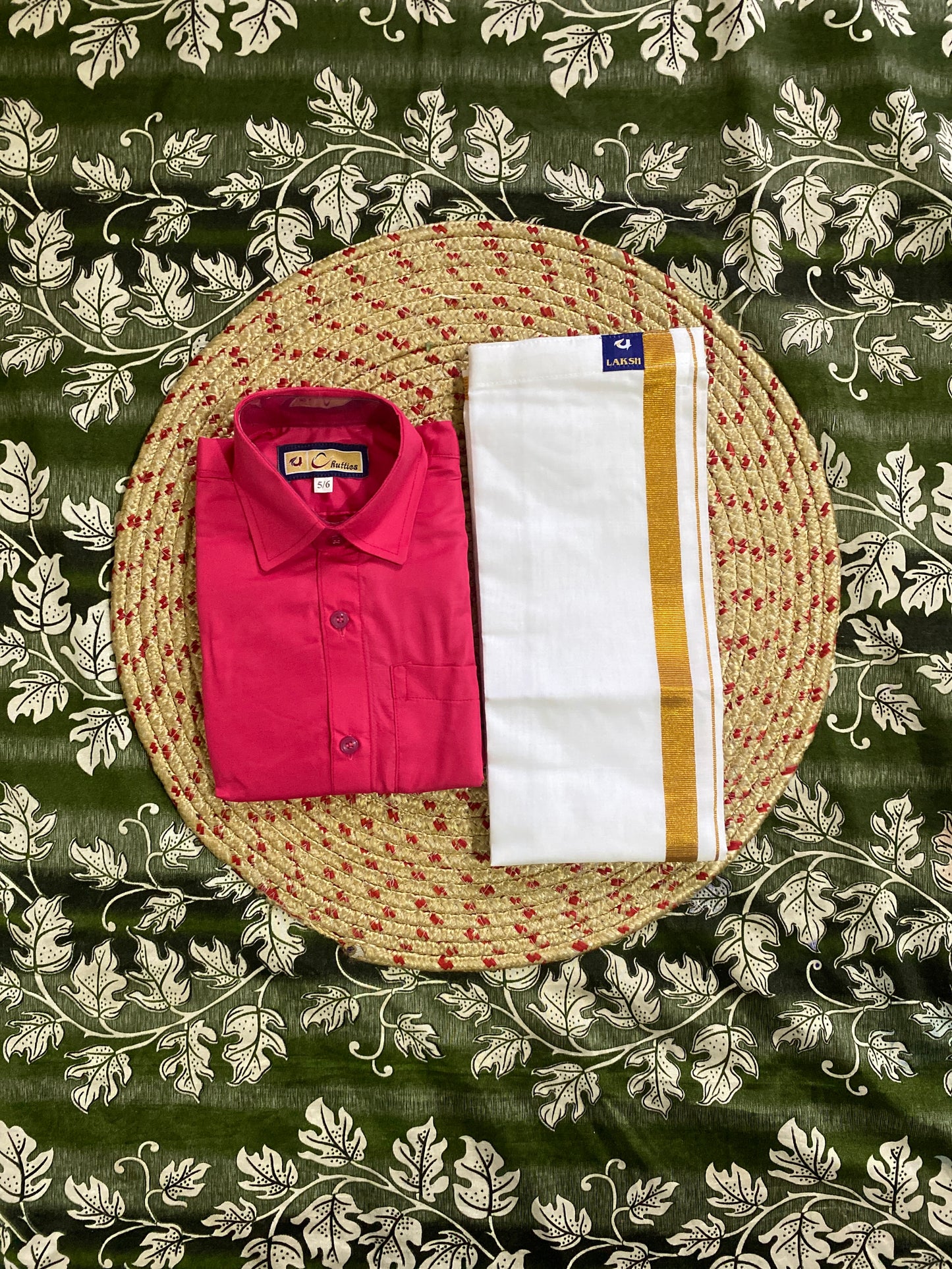 Kids cotton blend shirt & dhoti sets