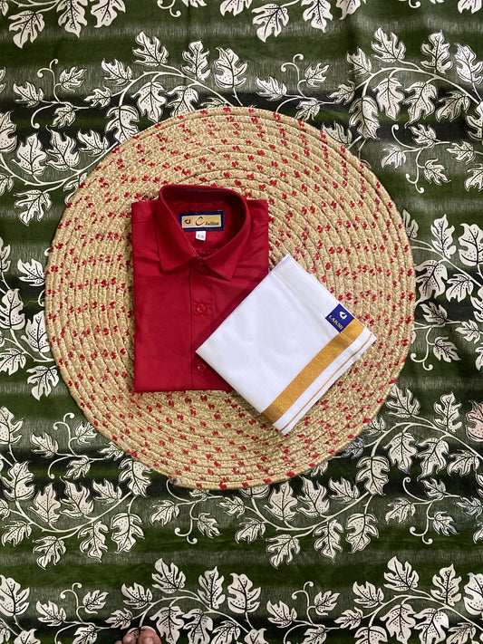 Kids cotton blend shirt and dhoti set