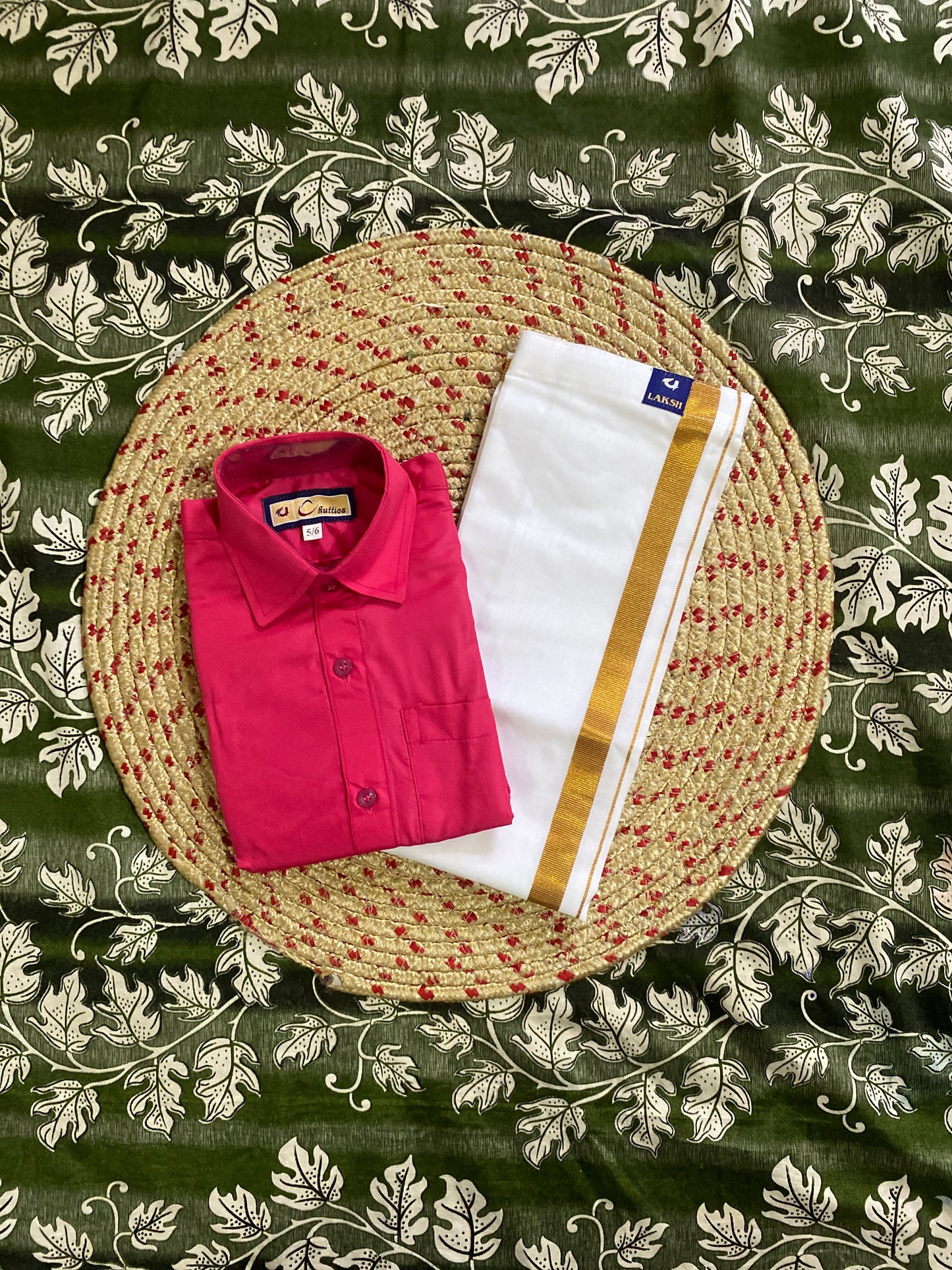 Kids cotton blend shirt & dhoti sets