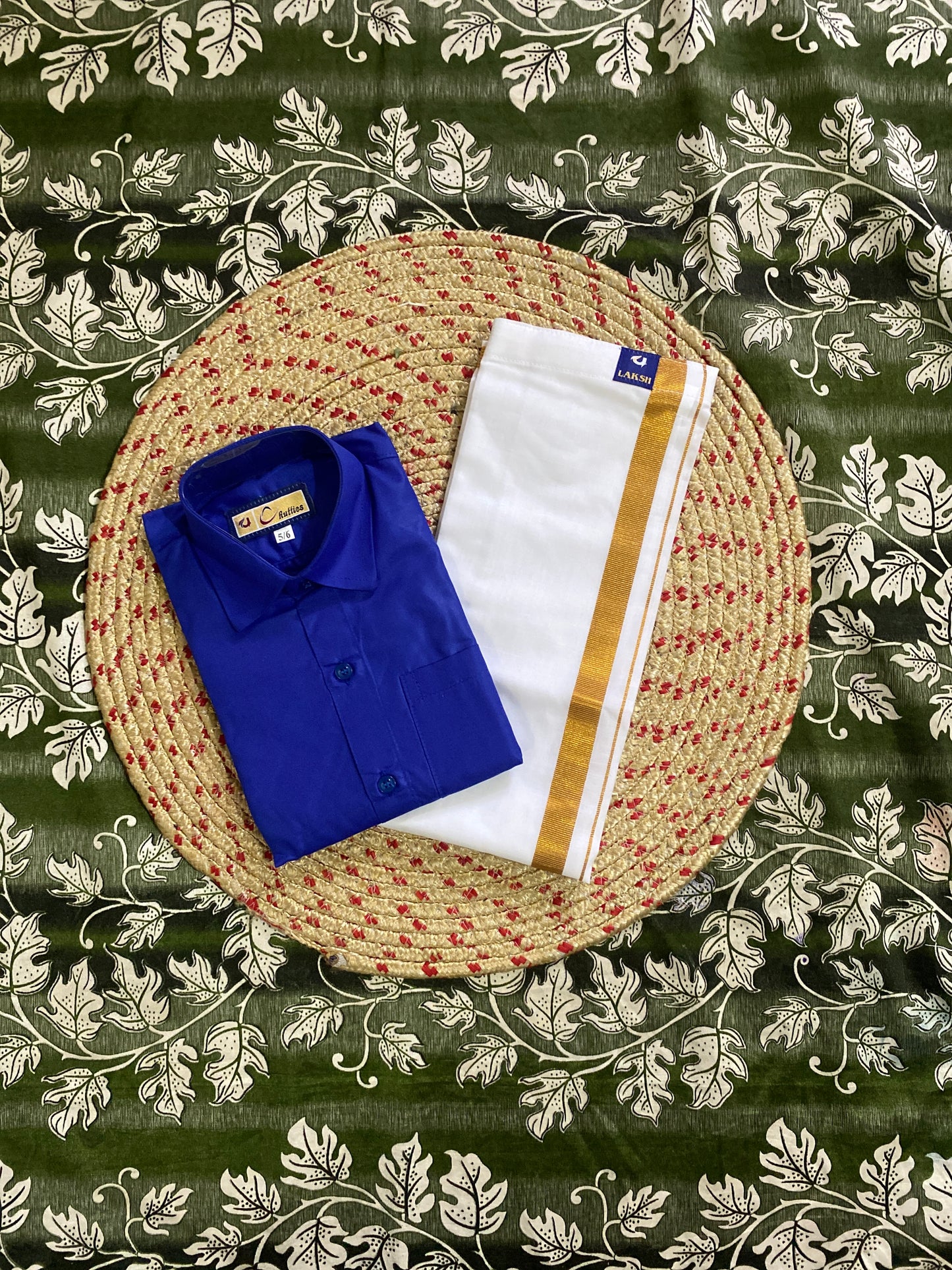 Kids cotton blend shirt & dhoti set