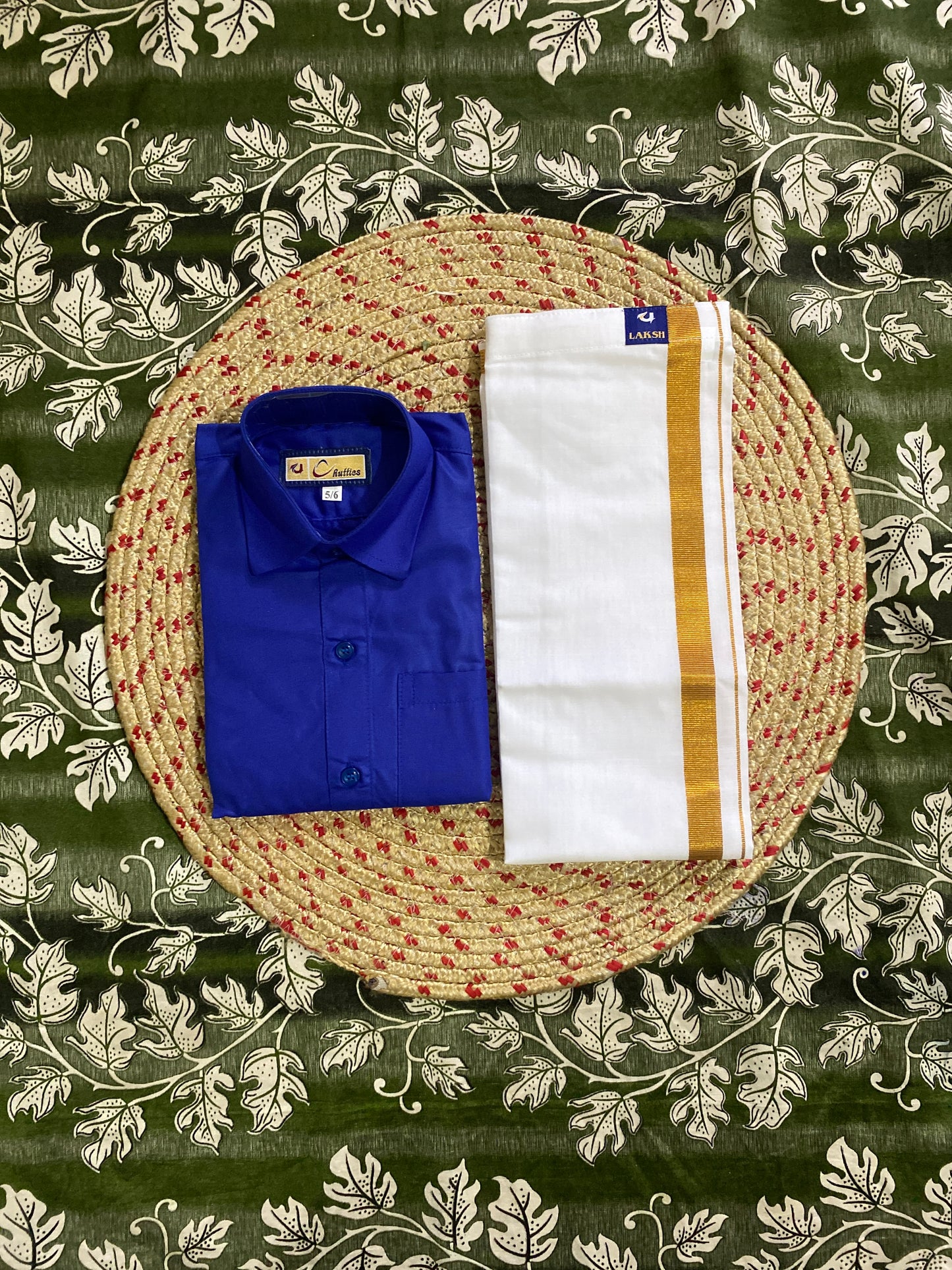 Kids cotton blend shirt & dhoti set