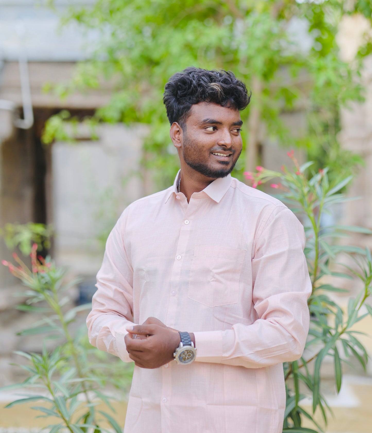 Men’s copper shirt and Dhothi tissue set