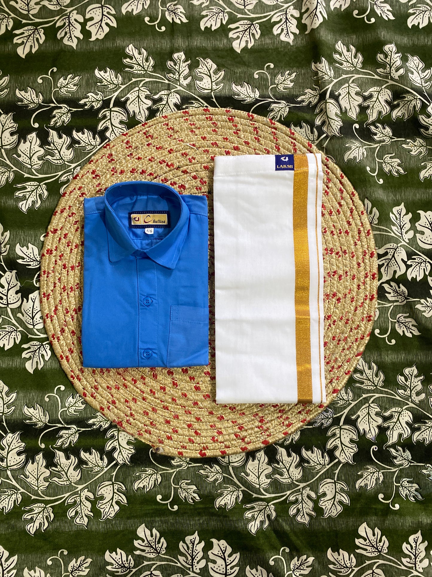 Kids cotton blend shirt & dhoti set