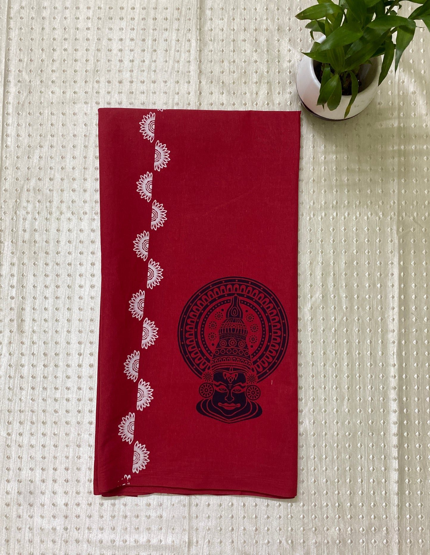 Red Kathakali art dhoti